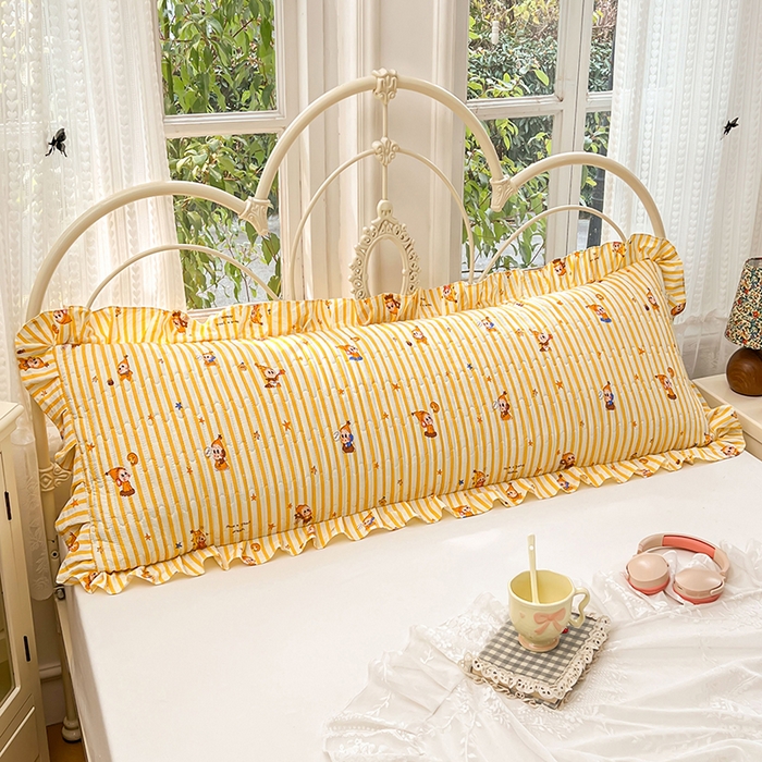 91家纺网 家纺一手货源 找家纺 梦舒羽 2026新款A类云朵棉夹棉花边枕套宿舍情侣双人加长枕芯内胆套-双人枕套 小星愿（花边夹棉）