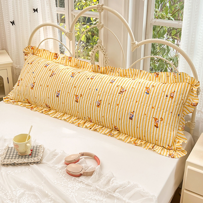 91家纺网 家纺一手货源 找家纺 梦舒羽 2026新款A类云朵棉夹棉花边枕套宿舍情侣双人加长枕芯内胆套-双人枕套 小星愿（花边夹棉）