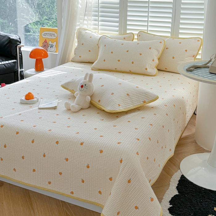 91家纺网 家纺一手货源 找家纺 茉夕家纺 2026新款春季纯棉棉花印花单品床盖单件床盖 乐橙橙