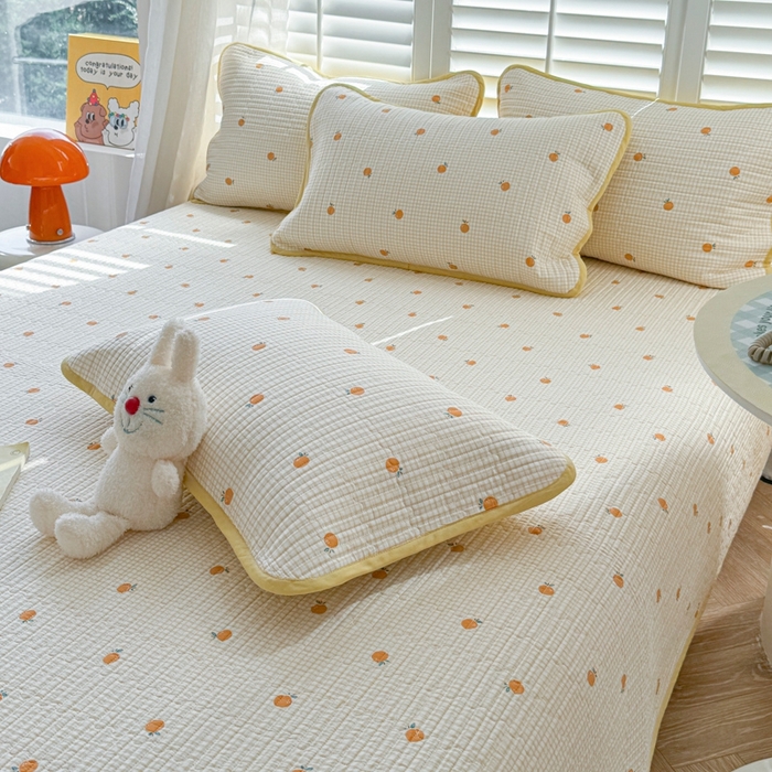 91家纺网 家纺一手货源 找家纺 茉夕家纺 2026新款春季纯棉棉花印花单品床盖单件床盖 乐橙橙