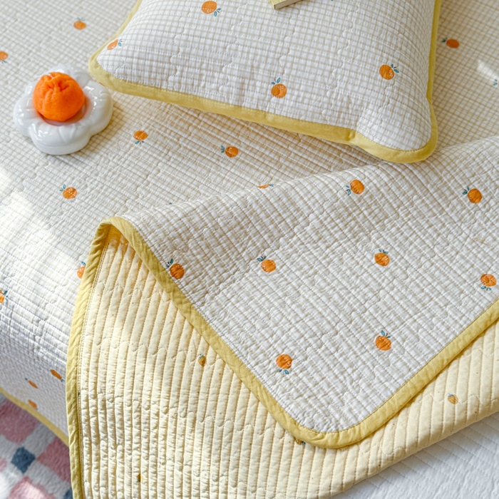 91家纺网 家纺一手货源 找家纺 茉夕家纺 2026新款春季纯棉棉花印花单品床盖单件床盖 乐橙橙