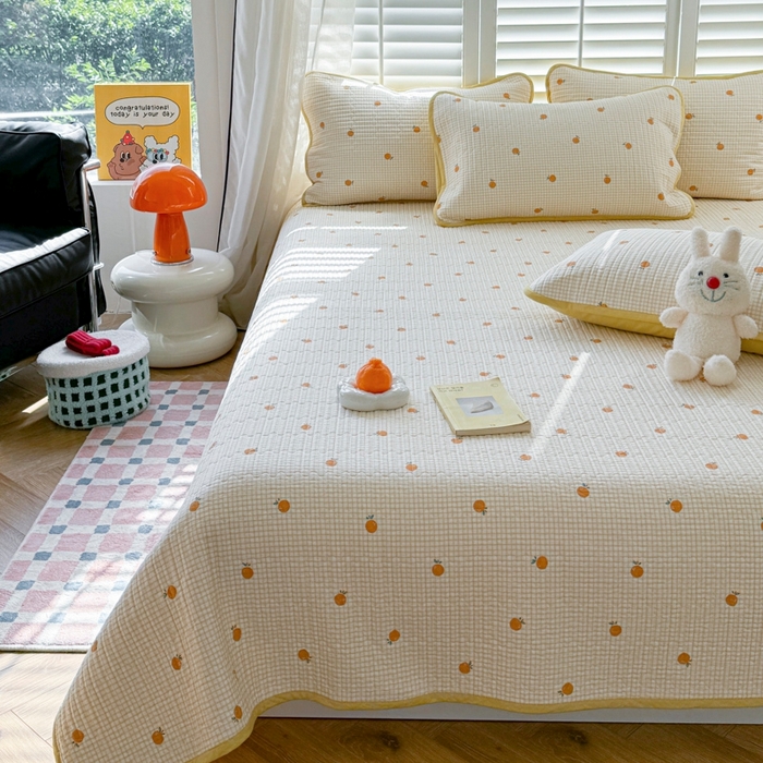 91家纺网 家纺一手货源 找家纺 茉夕家纺 2026新款春季纯棉棉花印花单品床盖单件床盖 乐橙橙