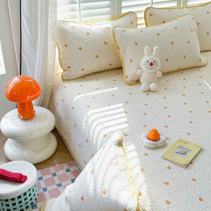 91家纺网 家纺一手货源 找家纺 茉夕家纺 2026新款春季纯棉棉花印花单品床盖单件床盖 乐橙橙