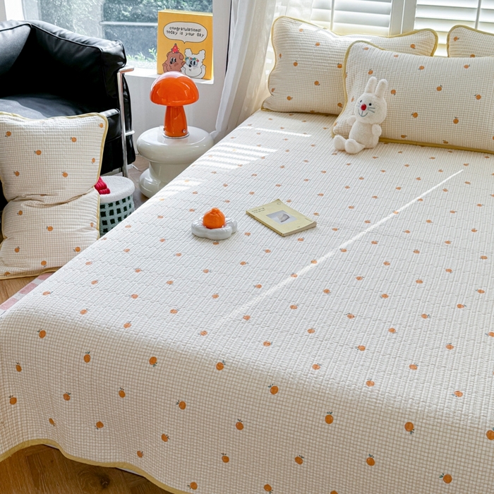 91家纺网 家纺一手货源 找家纺 茉夕家纺 2026新款春季纯棉棉花印花单品床盖单件床盖 乐橙橙