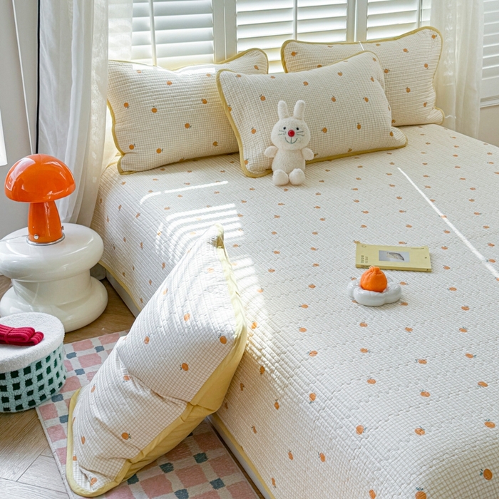 91家纺网 家纺一手货源 找家纺 茉夕家纺 2026新款春季纯棉棉花印花单品床盖单件床盖 乐橙橙