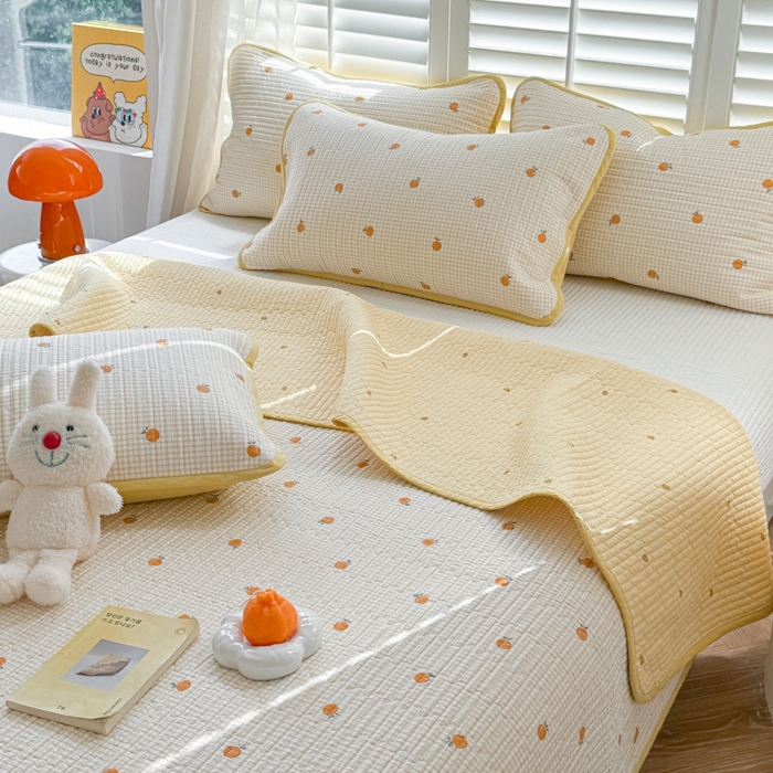 91家纺网 家纺一手货源 找家纺 茉夕家纺 2026新款春季纯棉棉花印花单品床盖单件床盖 乐橙橙