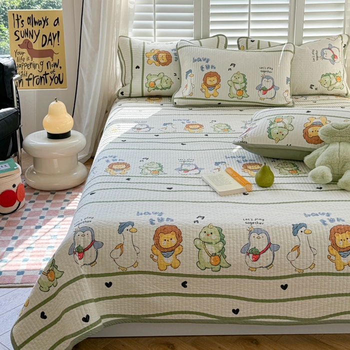 91家纺网 家纺一手货源 找家纺 茉夕家纺 2026新款春季纯棉棉花印花单品床盖单件床盖 萌宠乐园