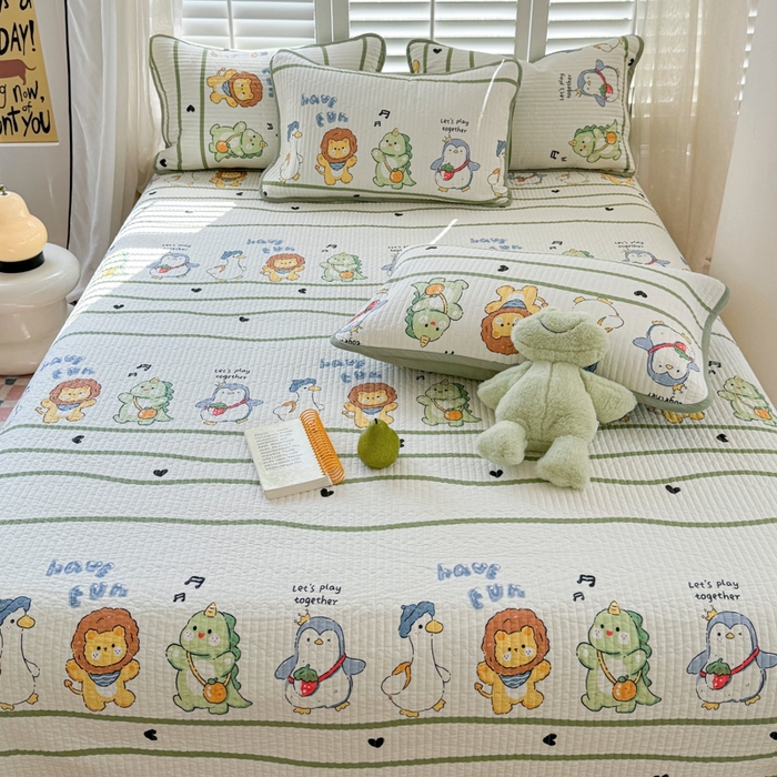 91家纺网 家纺一手货源 找家纺 茉夕家纺 2026新款春季纯棉棉花印花单品床盖单件床盖 萌宠乐园