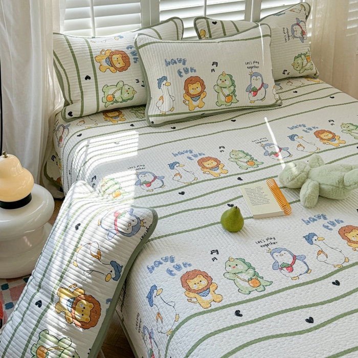 91家纺网 家纺一手货源 找家纺 茉夕家纺 2026新款春季纯棉棉花印花单品床盖单件床盖 萌宠乐园