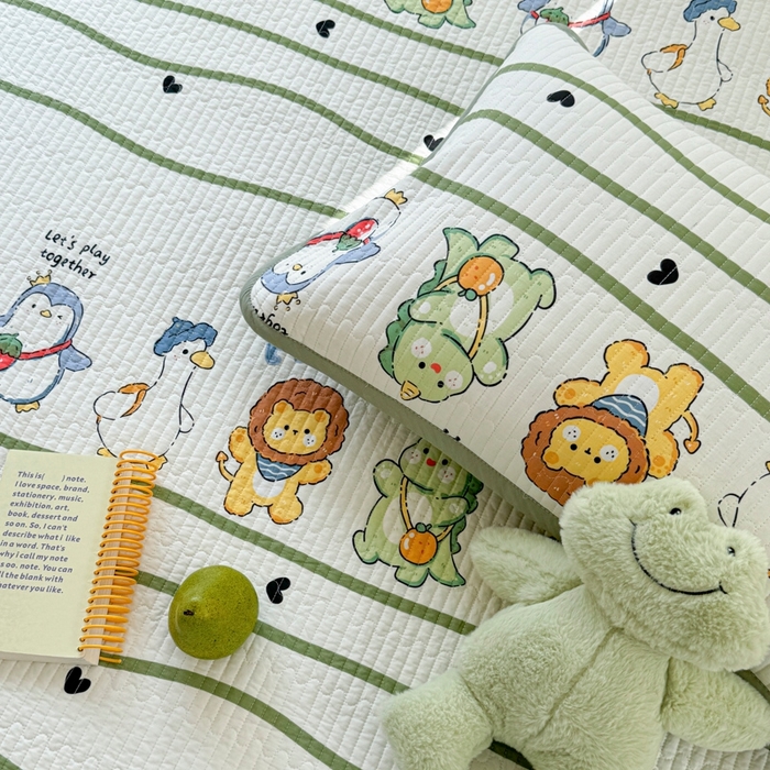 91家纺网 家纺一手货源 找家纺 茉夕家纺 2026新款春季纯棉棉花印花单品床盖单件床盖 萌宠乐园