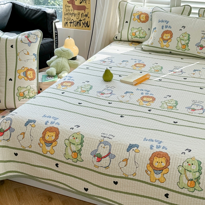 91家纺网 家纺一手货源 找家纺 茉夕家纺 2026新款春季纯棉棉花印花单品床盖单件床盖 萌宠乐园