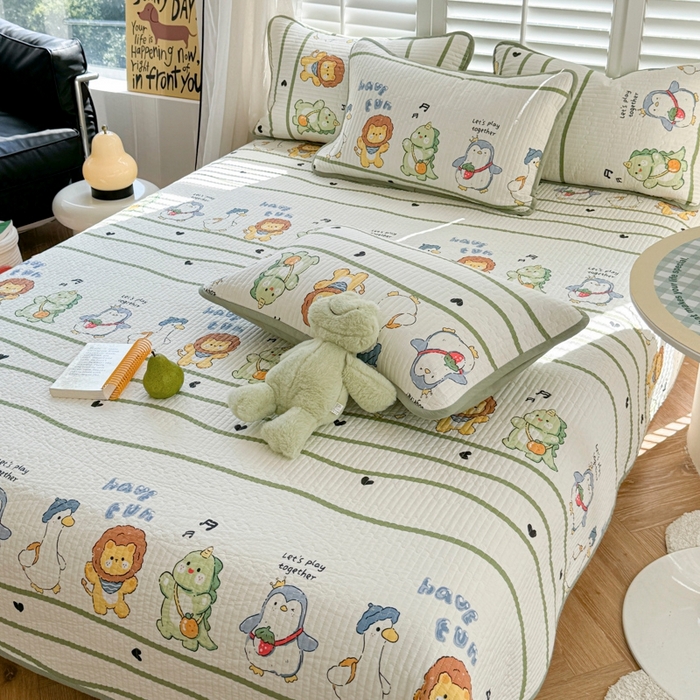 91家纺网 家纺一手货源 找家纺 茉夕家纺 2026新款春季纯棉棉花印花单品床盖单件床盖 萌宠乐园