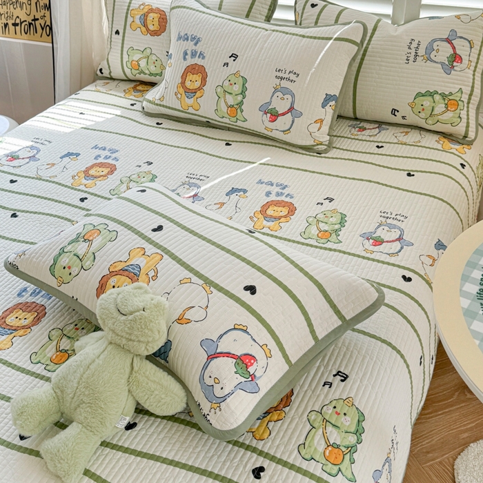 91家纺网 家纺一手货源 找家纺 茉夕家纺 2026新款春季纯棉棉花印花单品床盖单件床盖 萌宠乐园