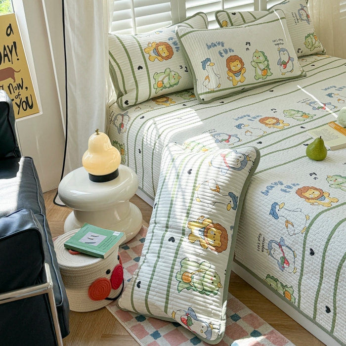 91家纺网 家纺一手货源 找家纺 茉夕家纺 2026新款春季纯棉棉花印花单品床盖单件床盖 萌宠乐园