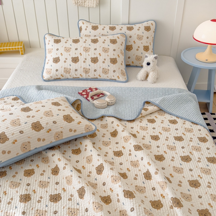 91家纺网 家纺一手货源 找家纺 茉夕家纺 2026新款春季纯棉棉花印花单品床盖单件床盖 迷你熊