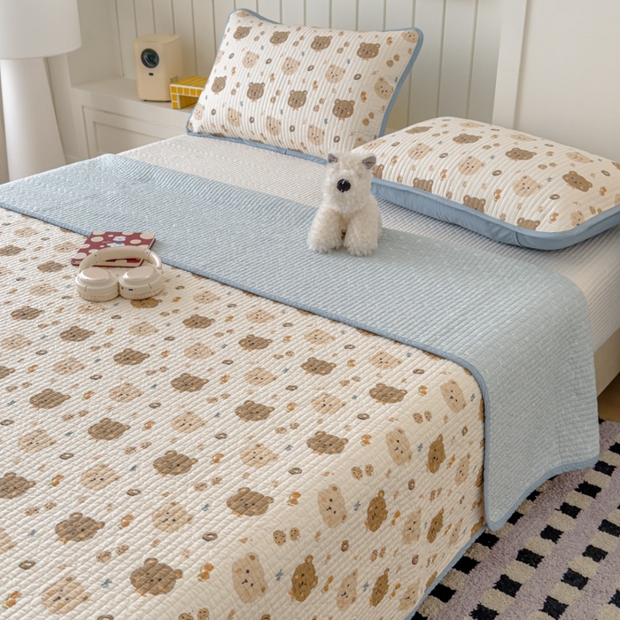 91家纺网 家纺一手货源 找家纺 茉夕家纺 2026新款春季纯棉棉花印花单品床盖单件床盖 迷你熊