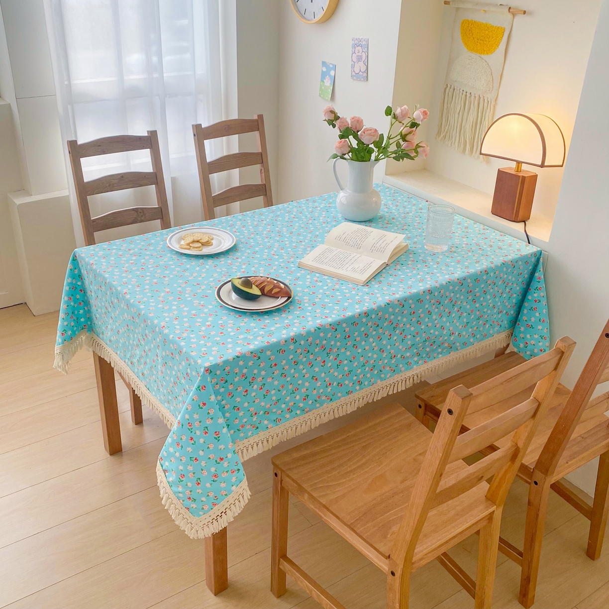 首爱家纺 2026新款印花老粗布桌布 春雨