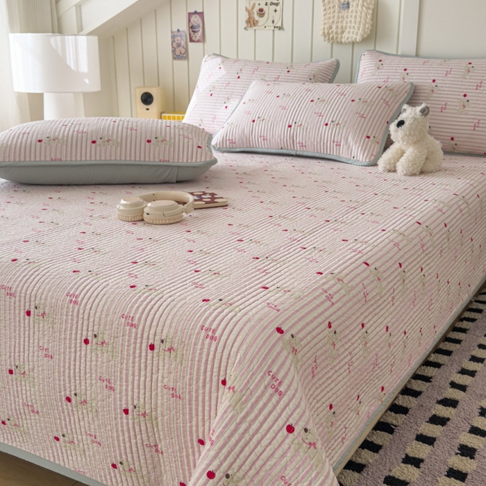 91家纺网 家纺一手货源 找家纺 茉夕家纺 2026新款春季纯棉棉花印花单品床盖单件床盖 米兰小狗