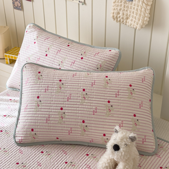 91家纺网 家纺一手货源 找家纺 茉夕家纺 2026新款春季纯棉棉花印花单品床盖单件床盖 米兰小狗