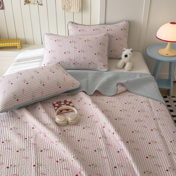 91家纺网 家纺一手货源 找家纺 茉夕家纺 2026新款春季纯棉棉花印花单品床盖单件床盖 米兰小狗