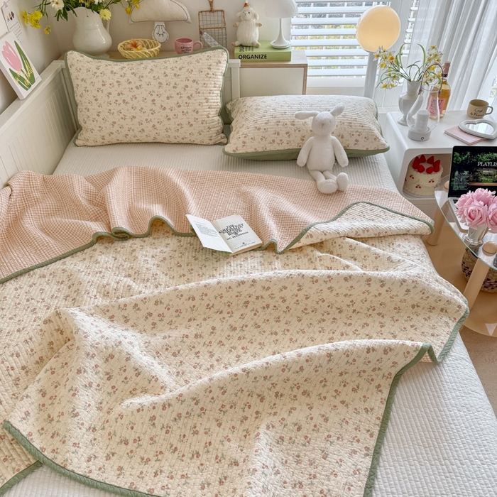 91家纺网 家纺一手货源 找家纺 茉夕家纺 2026新款春季纯棉棉花印花单品床盖单件床盖 觅秋