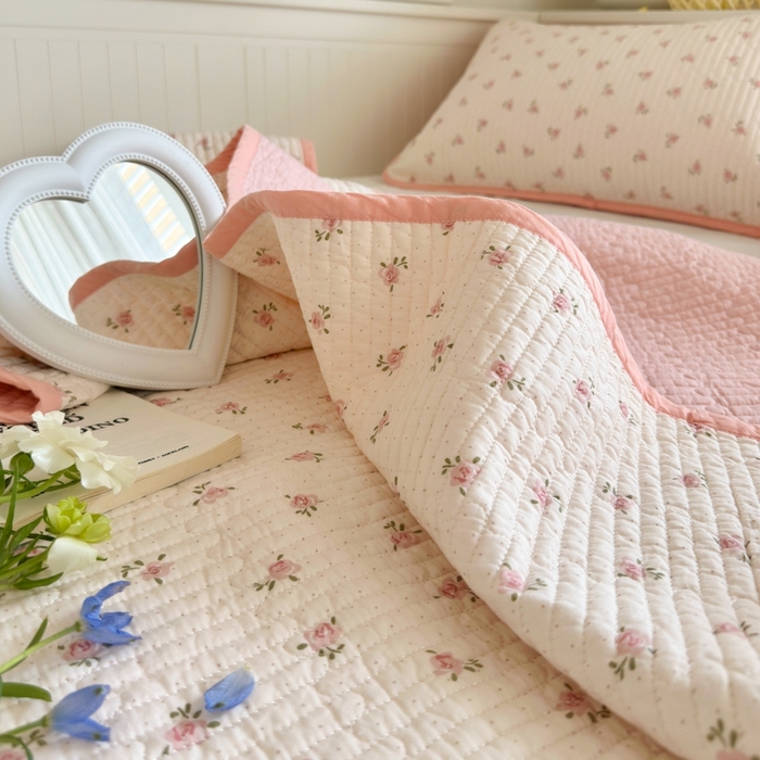 91家纺网 家纺一手货源 找家纺 茉夕家纺 2026新款春季纯棉棉花印花单品床盖单件床盖 蜜玲花语