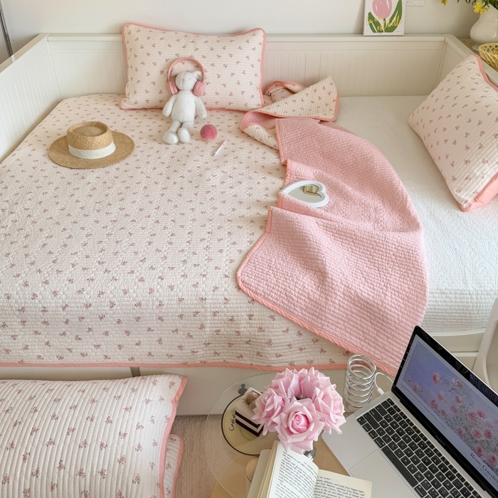 91家纺网 家纺一手货源 找家纺 茉夕家纺 2026新款春季纯棉棉花印花单品床盖单件床盖 蜜玲花语