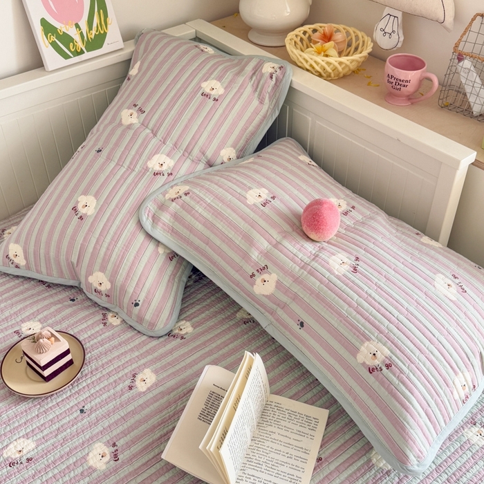 91家纺网 家纺一手货源 找家纺 茉夕家纺 2026新款春季纯棉棉花印花单品床盖单件床盖 努力小狗