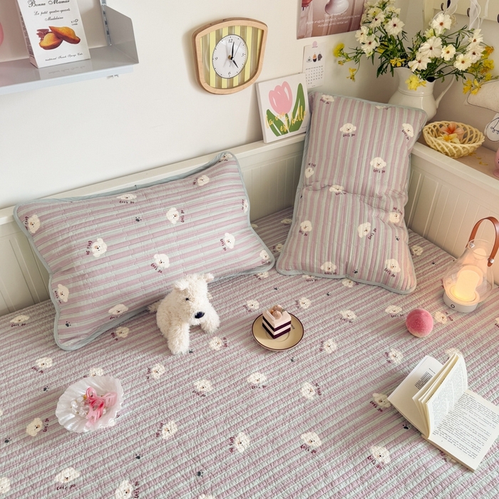 91家纺网 家纺一手货源 找家纺 茉夕家纺 2026新款春季纯棉棉花印花单品床盖单件床盖 努力小狗