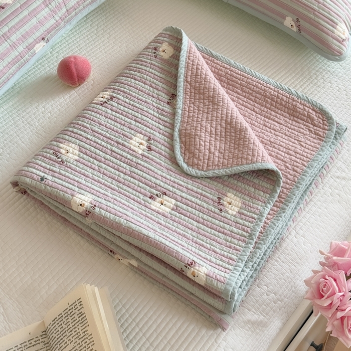 91家纺网 家纺一手货源 找家纺 茉夕家纺 2026新款春季纯棉棉花印花单品床盖单件床盖 努力小狗