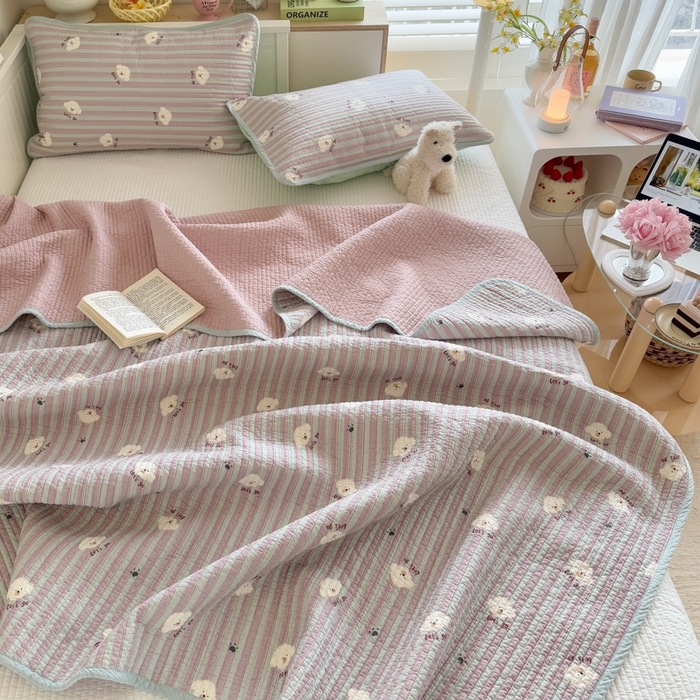 91家纺网 家纺一手货源 找家纺 茉夕家纺 2026新款春季纯棉棉花印花单品床盖单件床盖 努力小狗