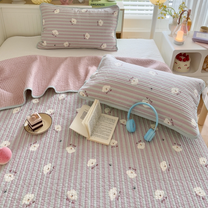 91家纺网 家纺一手货源 找家纺 茉夕家纺 2026新款春季纯棉棉花印花单品床盖单件床盖 努力小狗