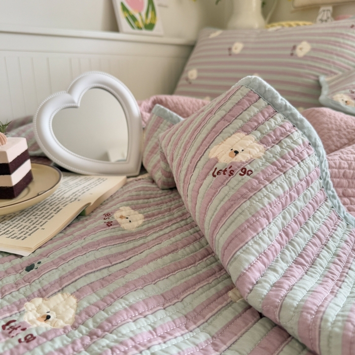 91家纺网 家纺一手货源 找家纺 茉夕家纺 2026新款春季纯棉棉花印花单品床盖单件床盖 努力小狗