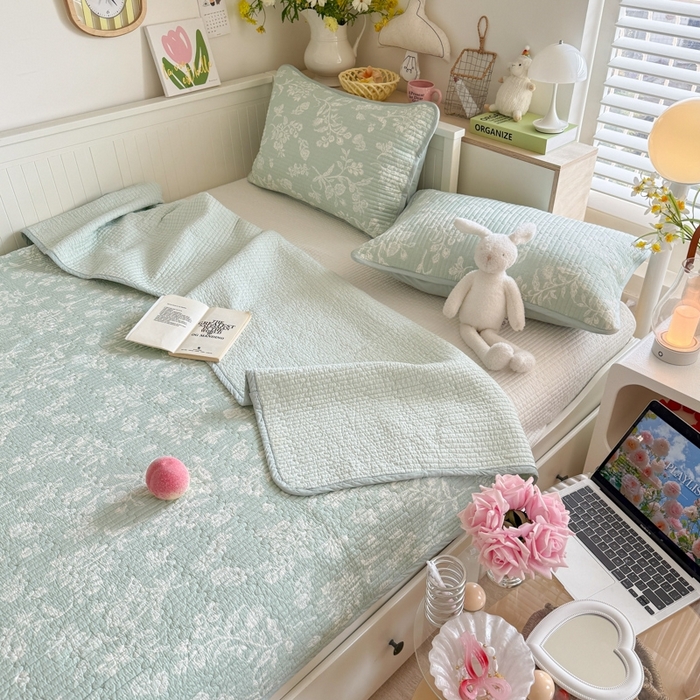 91家纺网 家纺一手货源 找家纺 茉夕家纺 2026新款春季纯棉棉花印花单品床盖单件床盖 清甜