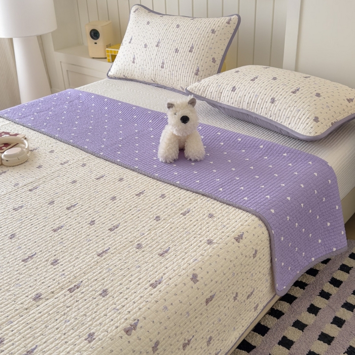 91家纺网 家纺一手货源 找家纺 茉夕家纺 2026新款春季纯棉棉花印花单品床盖单件床盖 圣诞小狗