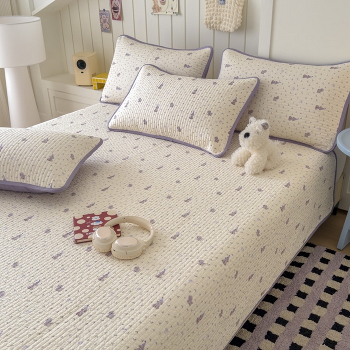 91家纺网 家纺一手货源 找家纺 茉夕家纺 2026新款春季纯棉棉花印花单品床盖单件床盖 圣诞小狗