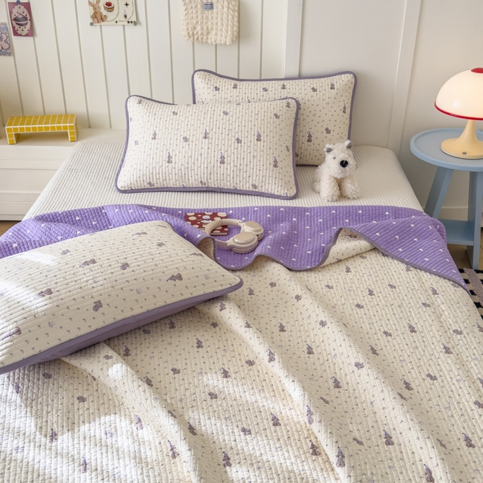 91家纺网 家纺一手货源 找家纺 茉夕家纺 2026新款春季纯棉棉花印花单品床盖单件床盖 圣诞小狗