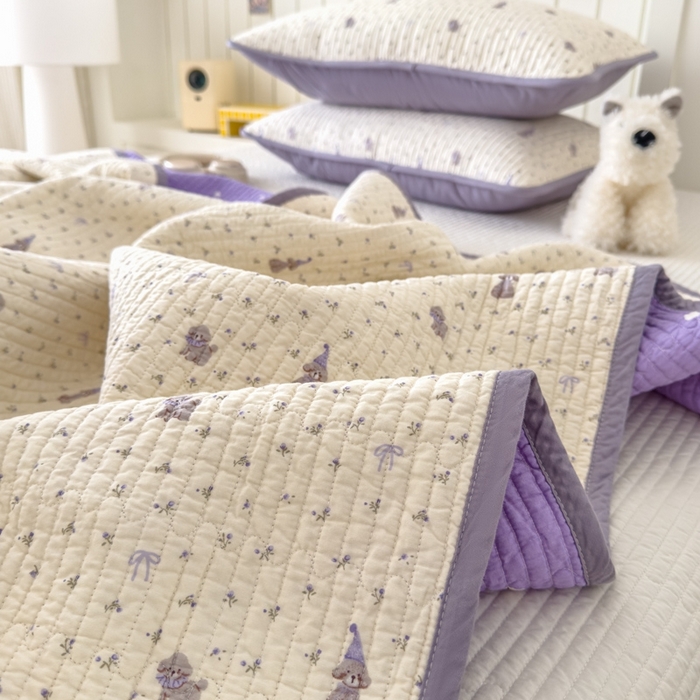 91家纺网 家纺一手货源 找家纺 茉夕家纺 2026新款春季纯棉棉花印花单品床盖单件床盖 圣诞小狗