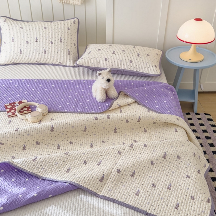 91家纺网 家纺一手货源 找家纺 茉夕家纺 2026新款春季纯棉棉花印花单品床盖单件床盖 圣诞小狗