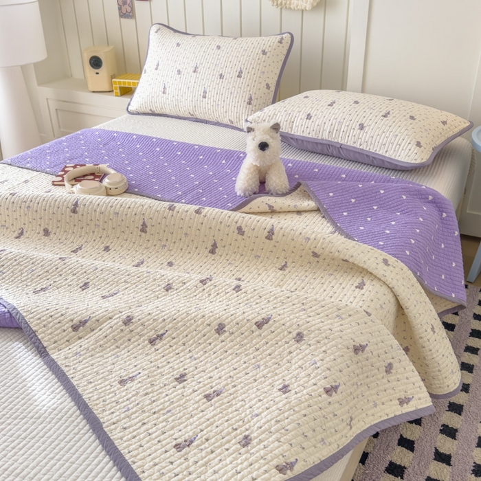 91家纺网 家纺一手货源 找家纺 茉夕家纺 2026新款春季纯棉棉花印花单品床盖单件床盖 圣诞小狗