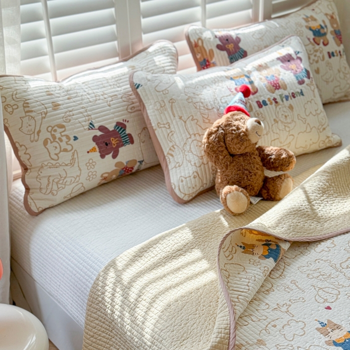 91家纺网 家纺一手货源 找家纺 茉夕家纺 2026新款春季纯棉棉花印花单品床盖单件床盖 小童趣