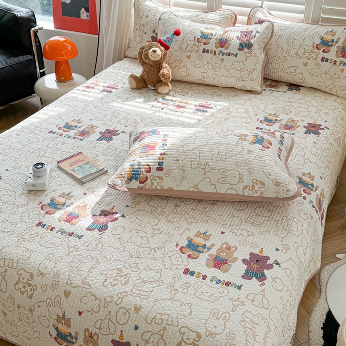 91家纺网 家纺一手货源 找家纺 茉夕家纺 2026新款春季纯棉棉花印花单品床盖单件床盖 小童趣