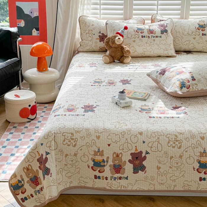 91家纺网 家纺一手货源 找家纺 茉夕家纺 2026新款春季纯棉棉花印花单品床盖单件床盖 小童趣