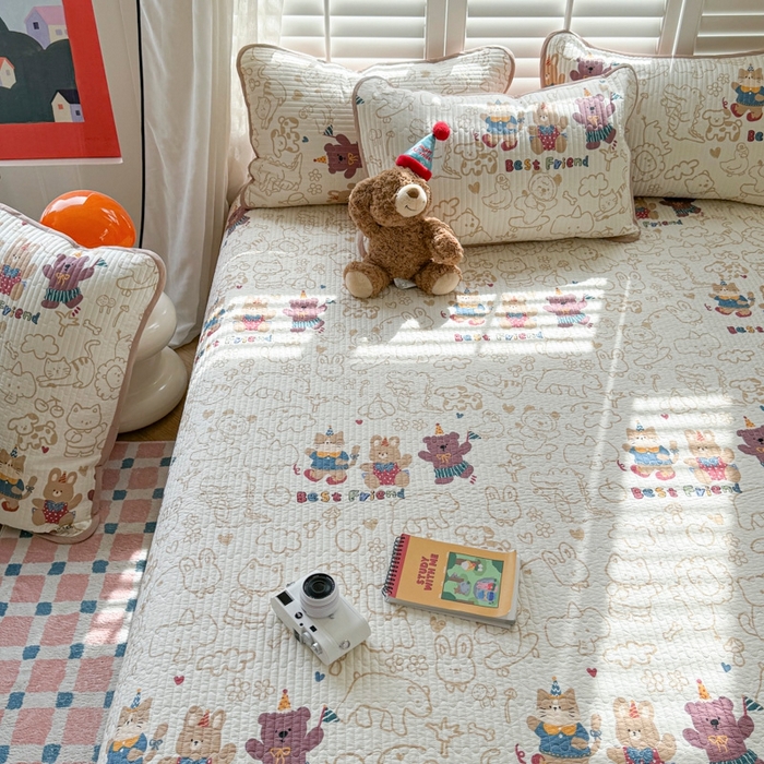 91家纺网 家纺一手货源 找家纺 茉夕家纺 2026新款春季纯棉棉花印花单品床盖单件床盖 小童趣