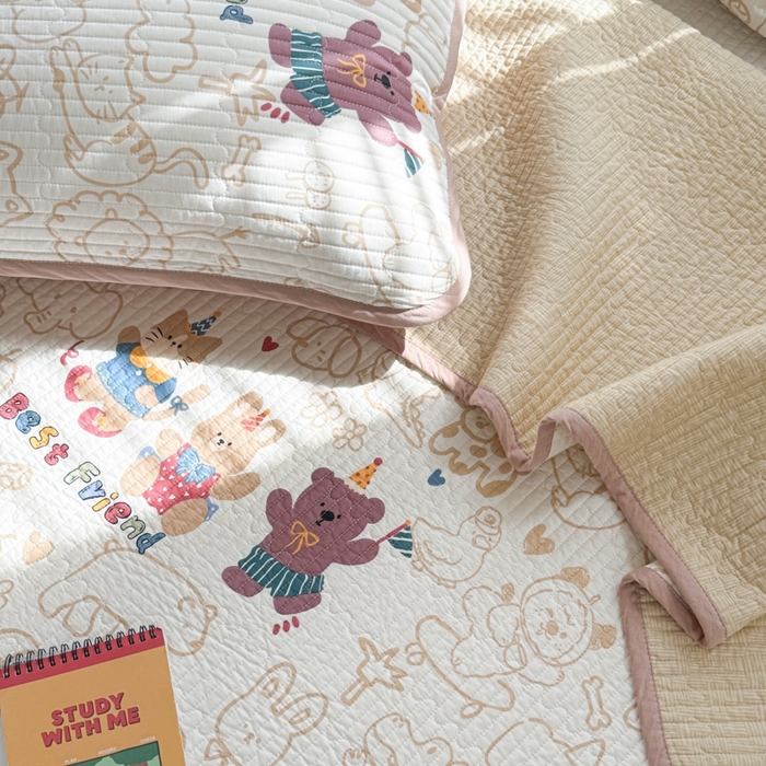 91家纺网 家纺一手货源 找家纺 茉夕家纺 2026新款春季纯棉棉花印花单品床盖单件床盖 小童趣