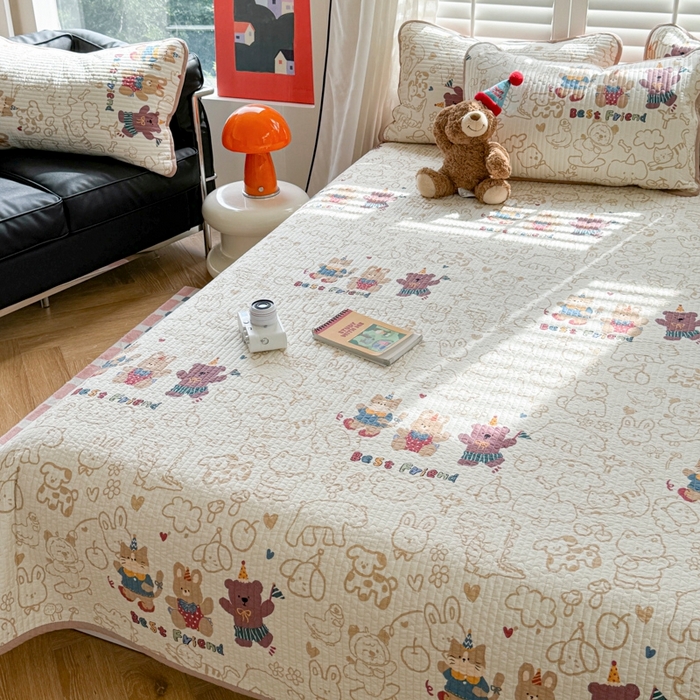 91家纺网 家纺一手货源 找家纺 茉夕家纺 2026新款春季纯棉棉花印花单品床盖单件床盖 小童趣