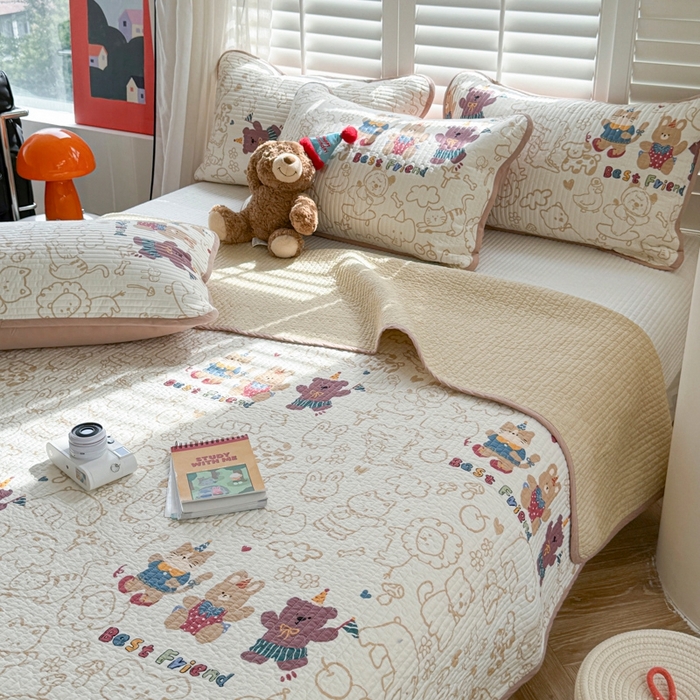 91家纺网 家纺一手货源 找家纺 茉夕家纺 2026新款春季纯棉棉花印花单品床盖单件床盖 小童趣