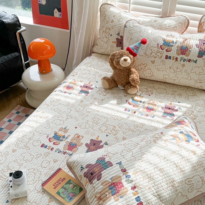 91家纺网 家纺一手货源 找家纺 茉夕家纺 2026新款春季纯棉棉花印花单品床盖单件床盖 小童趣