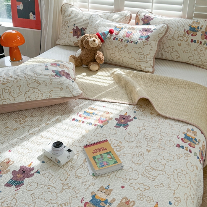 91家纺网 家纺一手货源 找家纺 茉夕家纺 2026新款春季纯棉棉花印花单品床盖单件床盖 小童趣