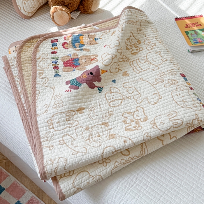 91家纺网 家纺一手货源 找家纺 茉夕家纺 2026新款春季纯棉棉花印花单品床盖单件床盖 小童趣